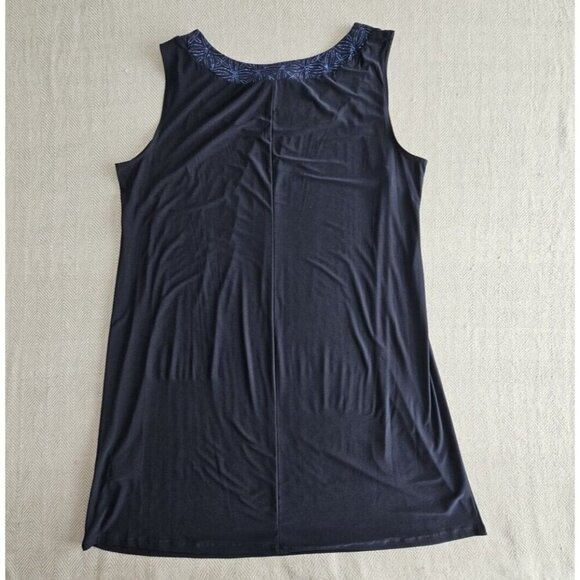 R&M Richards Woman 2 Piece Dress Suit Navy with Blue Embellishments Quiet Luxury - Picture 13 of 16